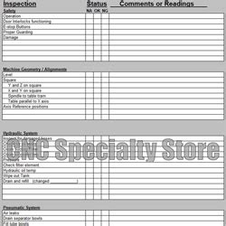 cnc machine inspection report format|vertical cnc pm form.